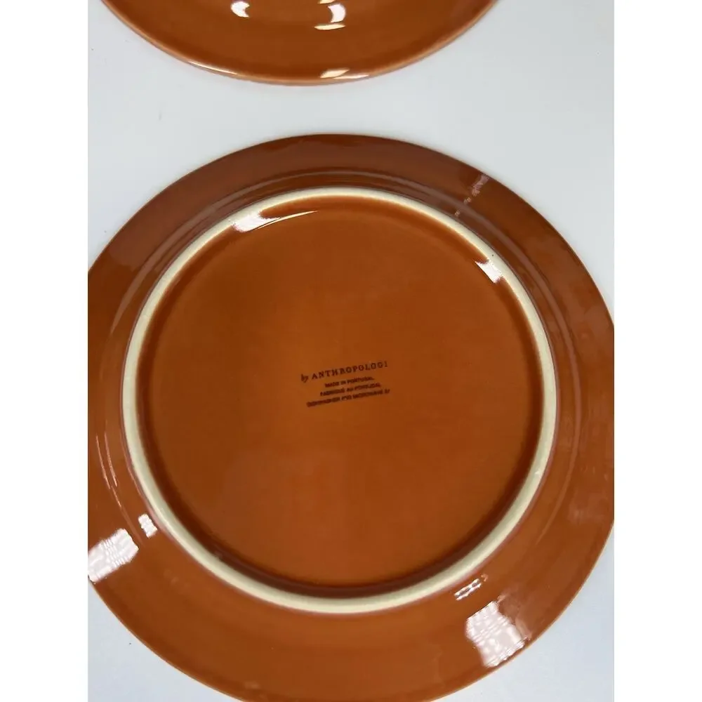 Anthropologie Old Havana Bread Plates Orange Set of 4
